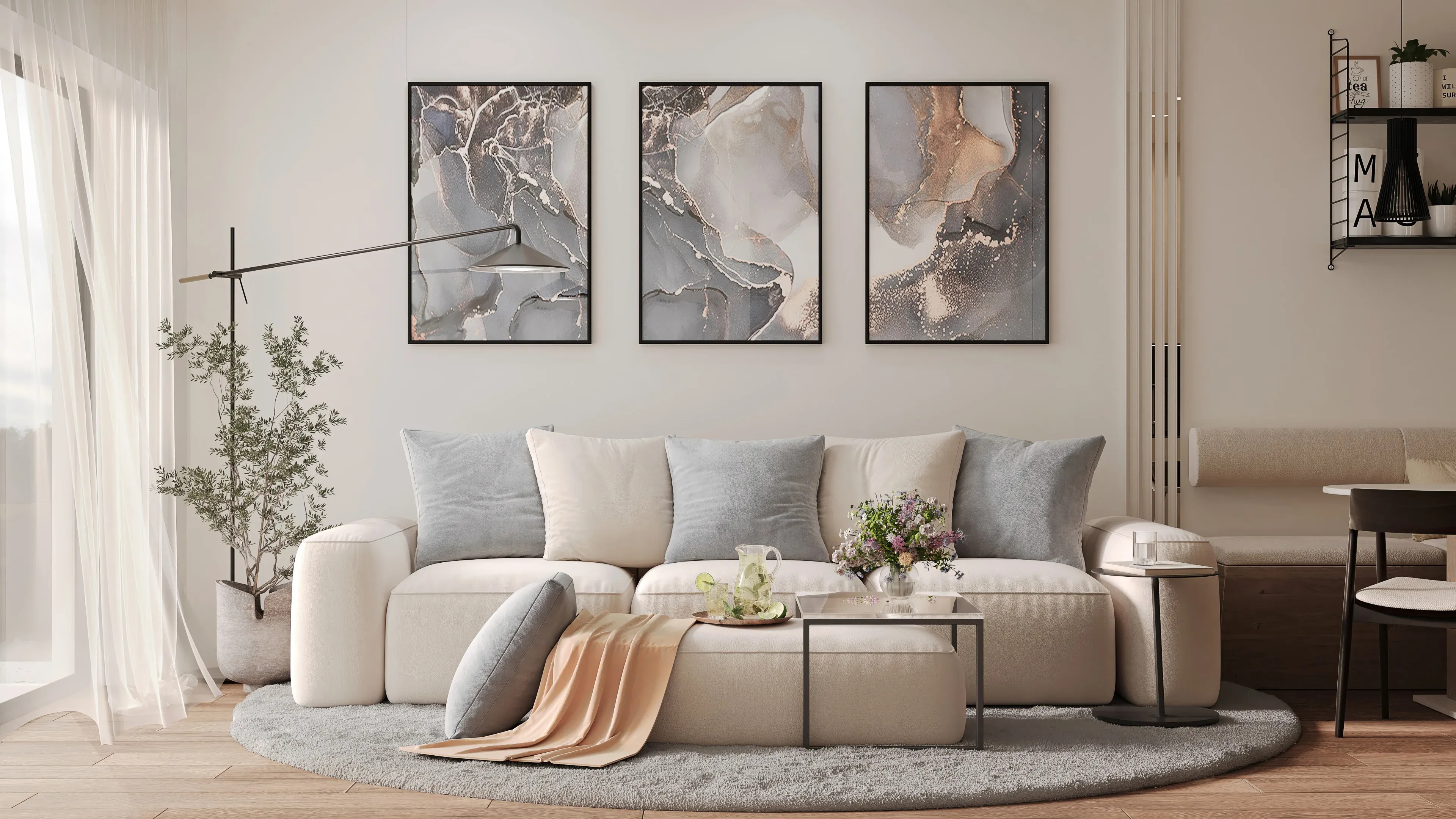 Salon z aneksem kuchennym