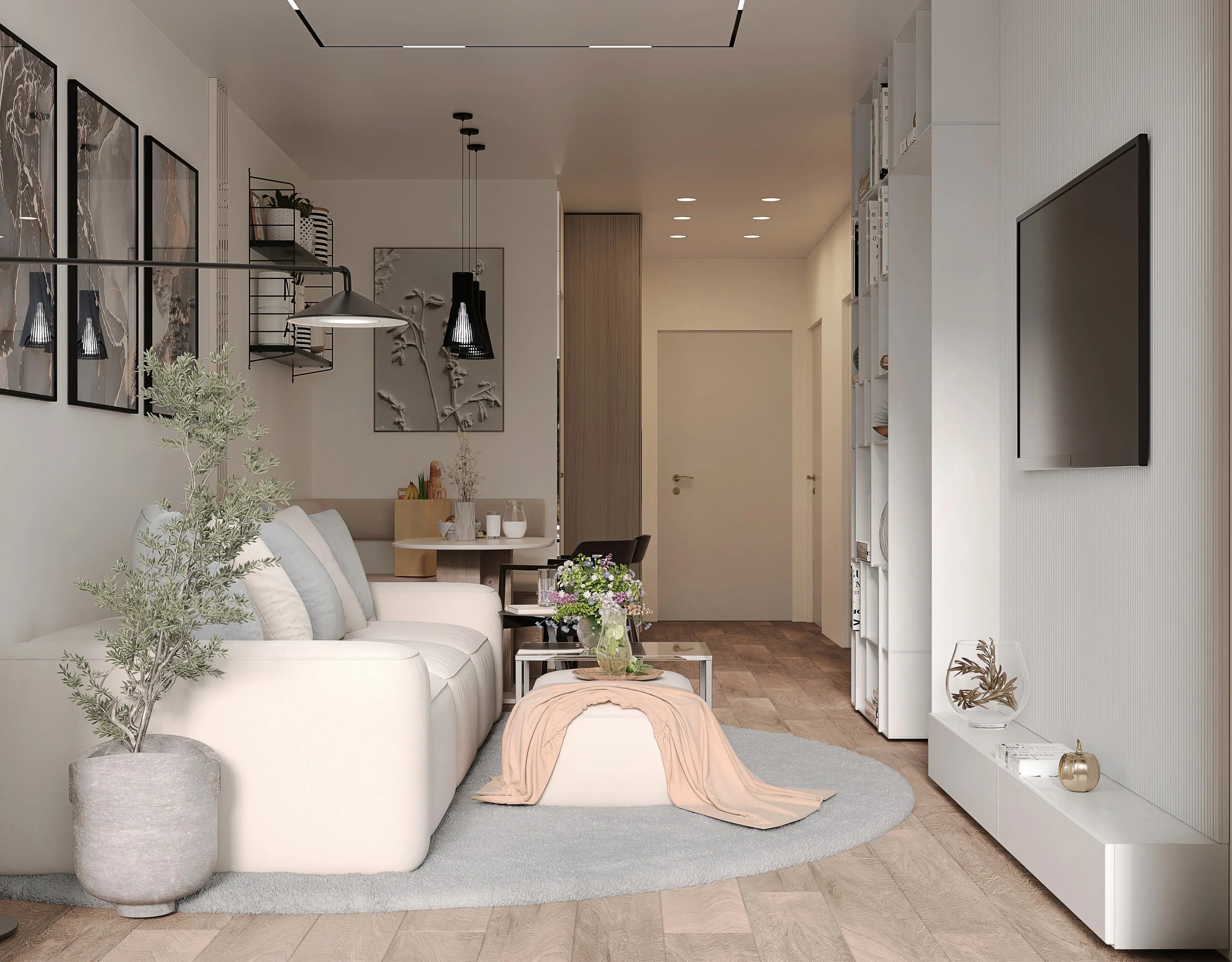 Salon z aneksem kuchennym